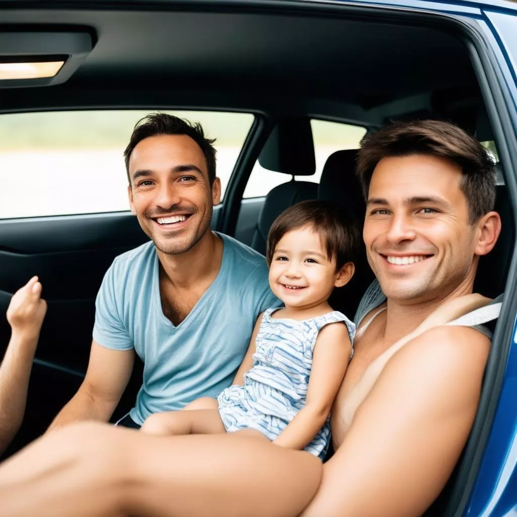 Gia đình di chuyển bằng ô tô