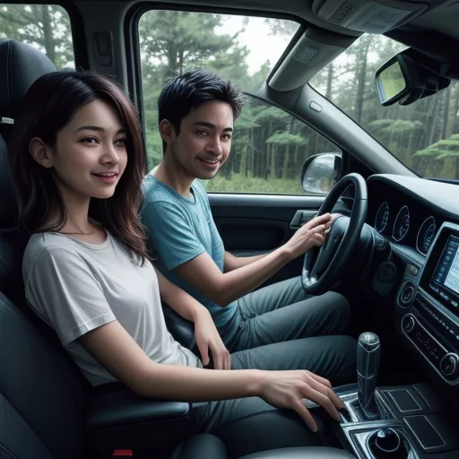 5인승 차량으로 이동하는 가족