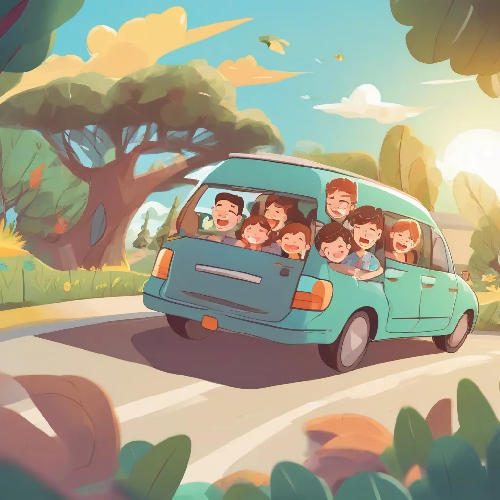 Family traveling in a 7-seater car