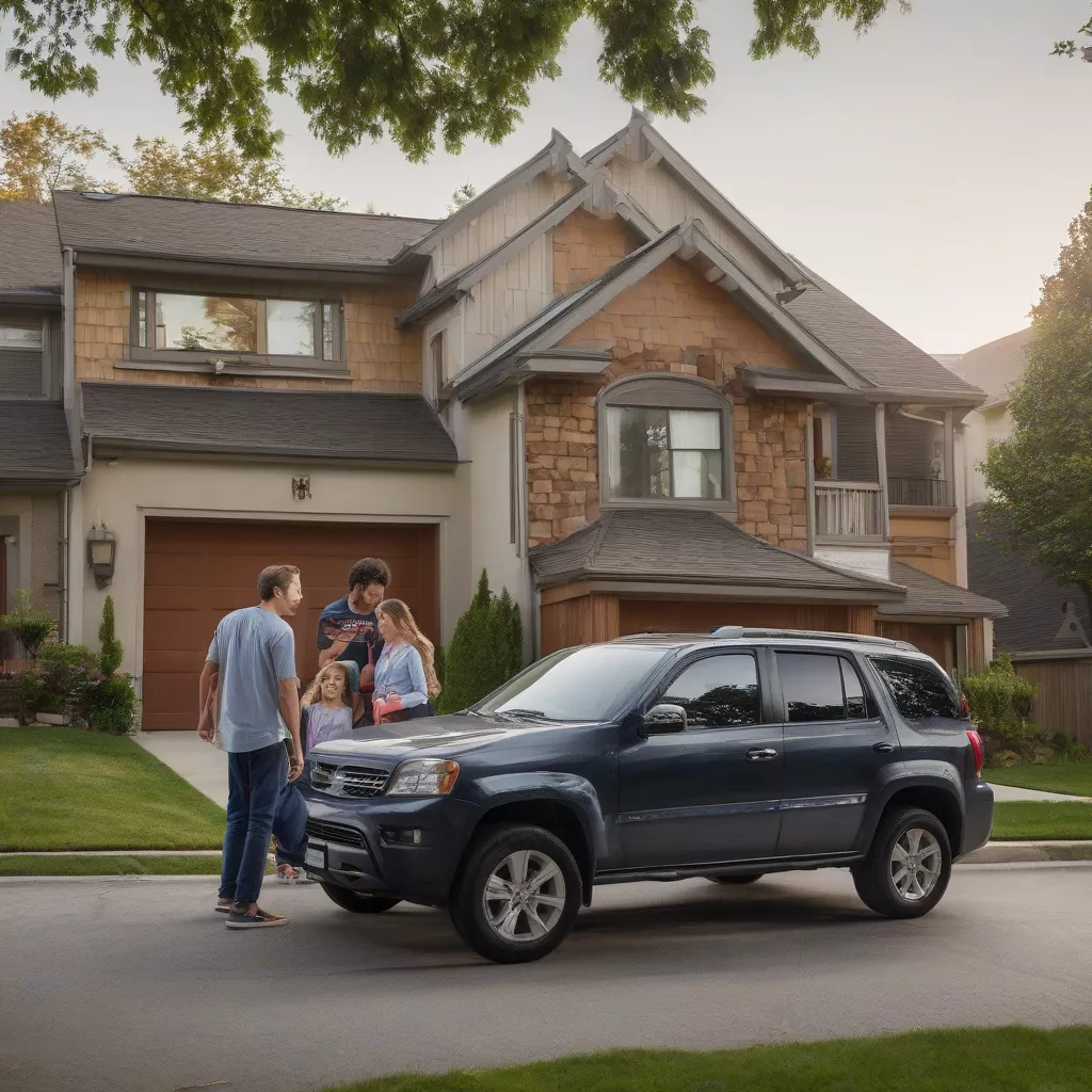 Gia đình di chuyển cùng xe ô tô SUV