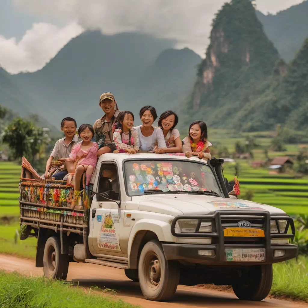 Gia đình du lịch bằng xe tải
