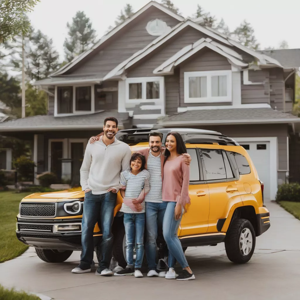 Gia đình hạnh phúc bên xe hơi mới