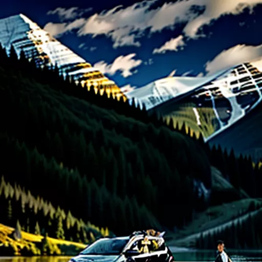 Famille heureuse à bord d'un Mitsubishi Outlander