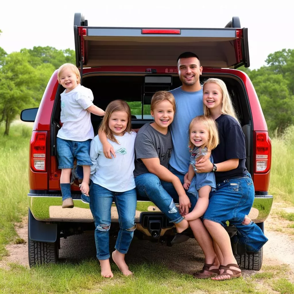 Gia Đình Hạnh Phúc Trên Chiếc Xe Tải Mới