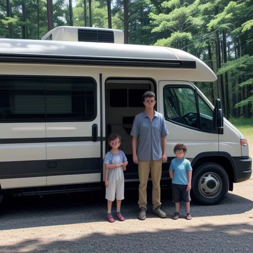 Gia đình hạnh phúc trên xe tải Isuzu Motorhome