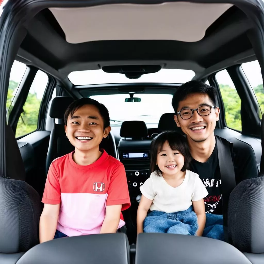 Vietnamesische Familie nutzt einen Honda CRV