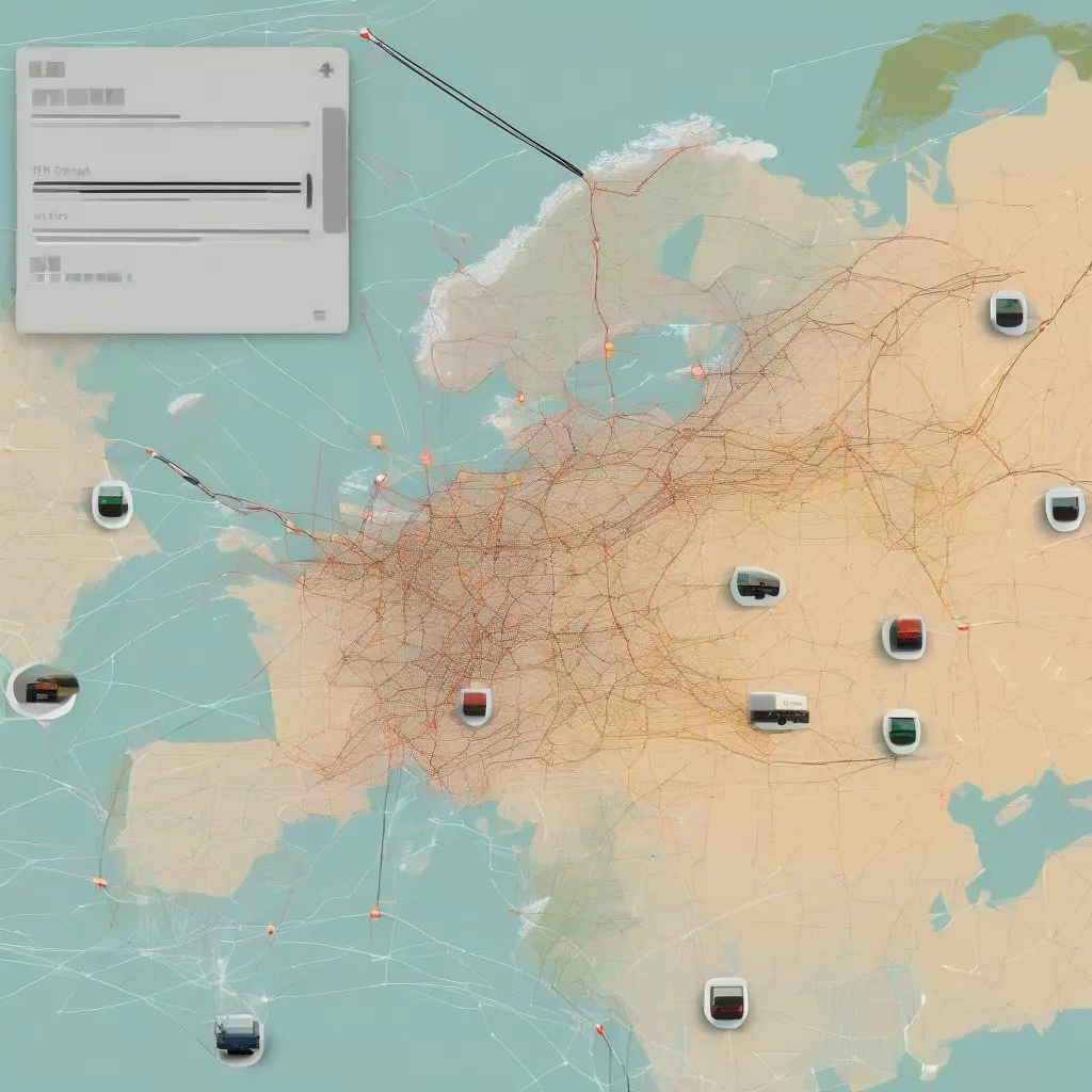 Truck being monitored on a map