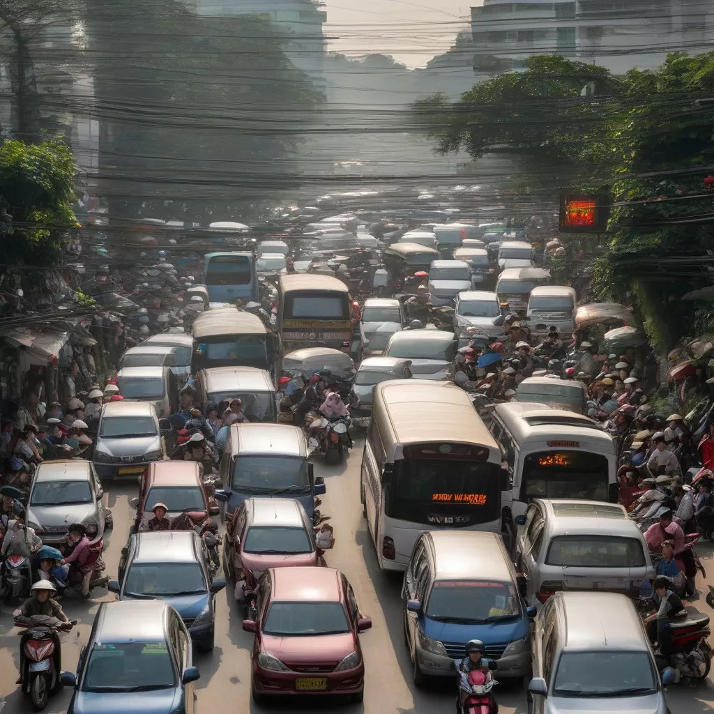 Trânsito congestionado em Hanói