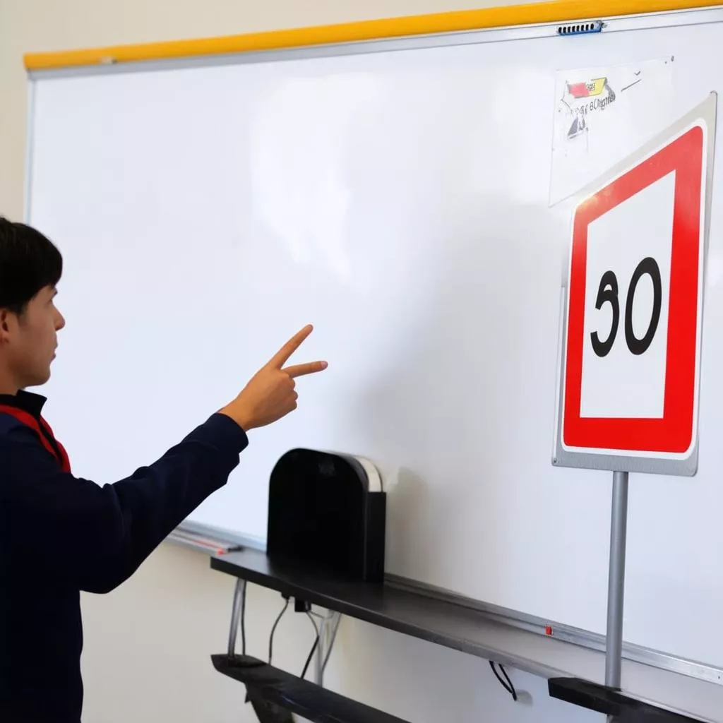 Instructor teaching driving theory