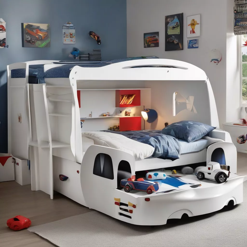 Lit voiture pour garçon avec tiroirs