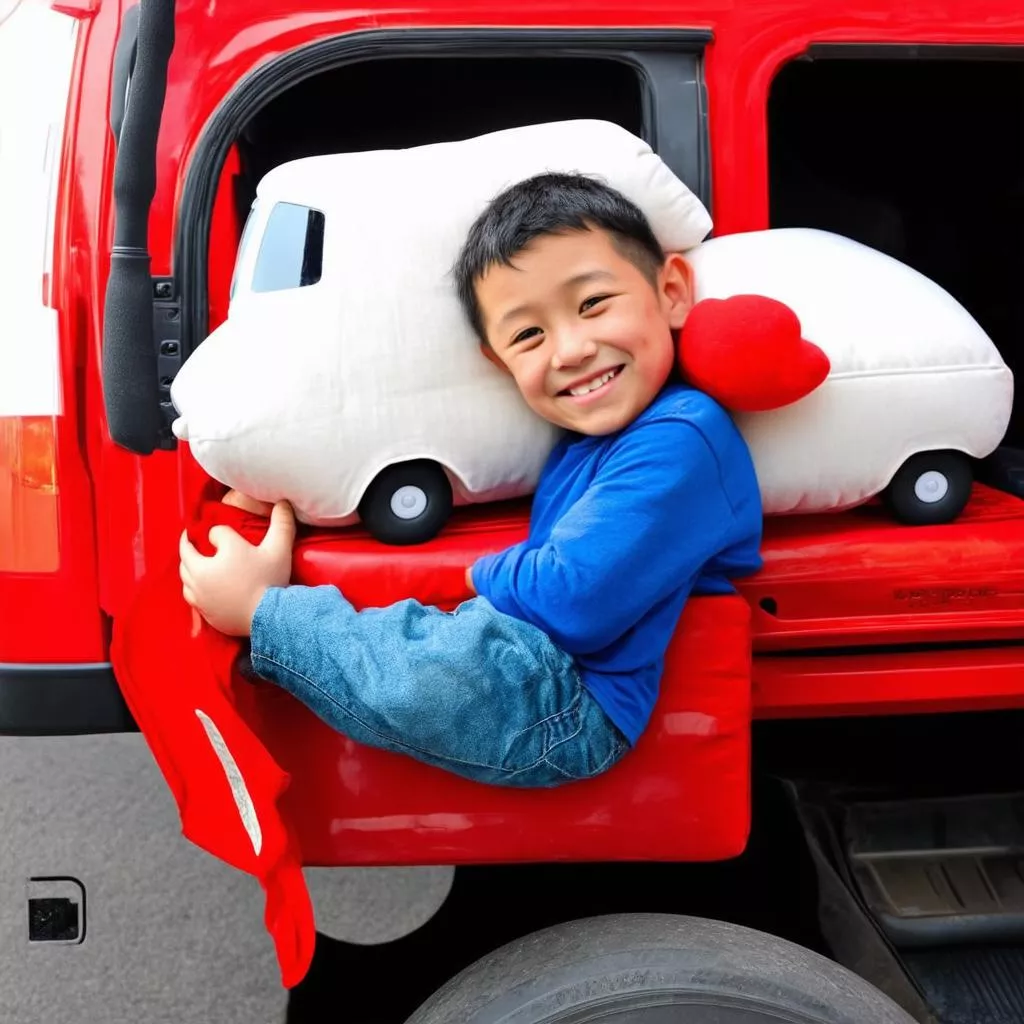 Gối ôm hình xe tải cho bé