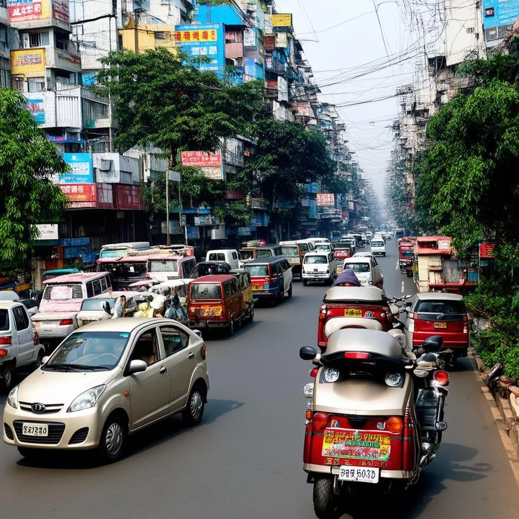 Hiện tượng tắc nghẽn trên đường phố Hà Nội