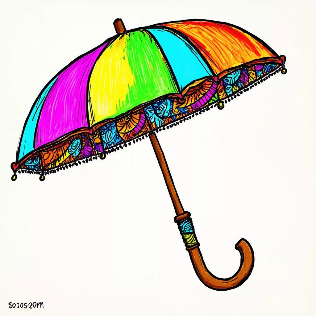 Bunt ausgemalter Regenschirm
