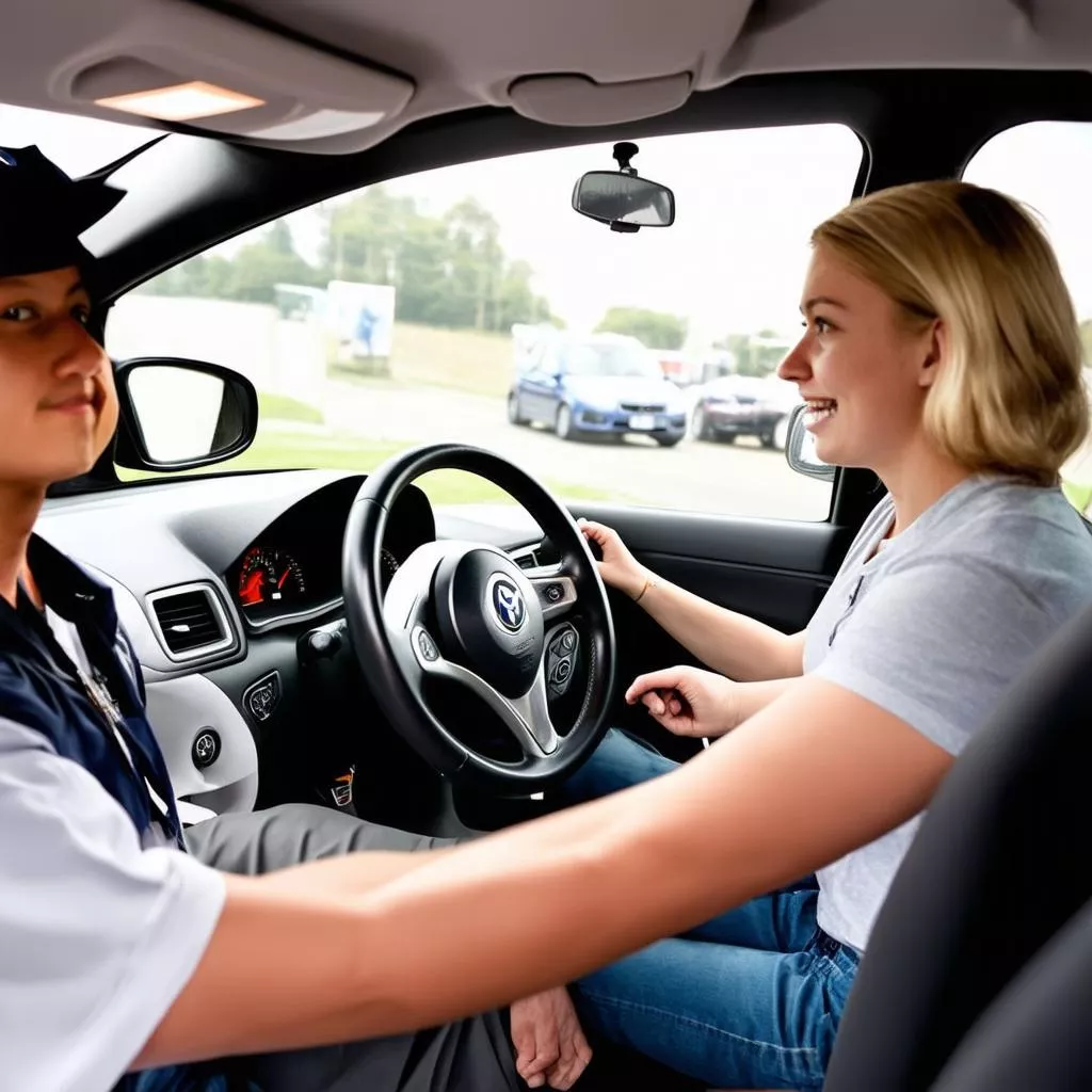 Student practicing driving