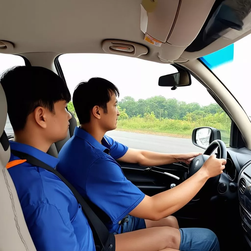 Học viên đang luyện tập lái xe 7 chỗ