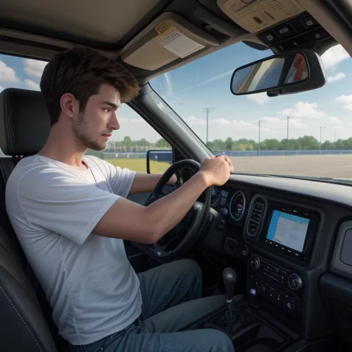 Student Practicing Truck Driving