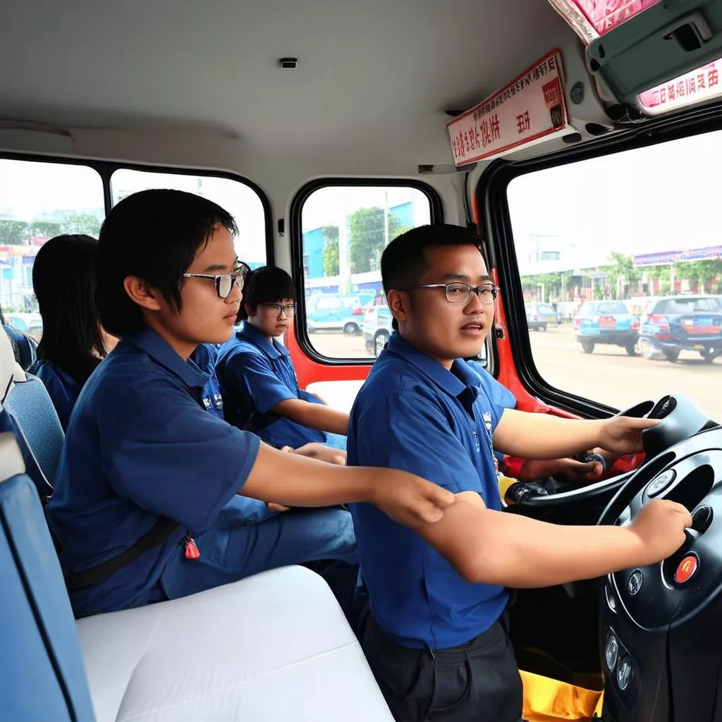 Student practicing truck driving