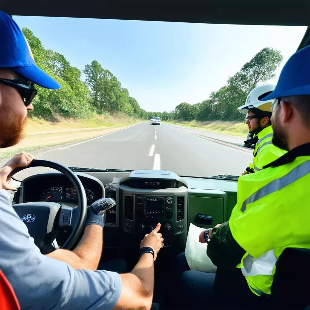 Học viên đang luyện tập lái xe tải