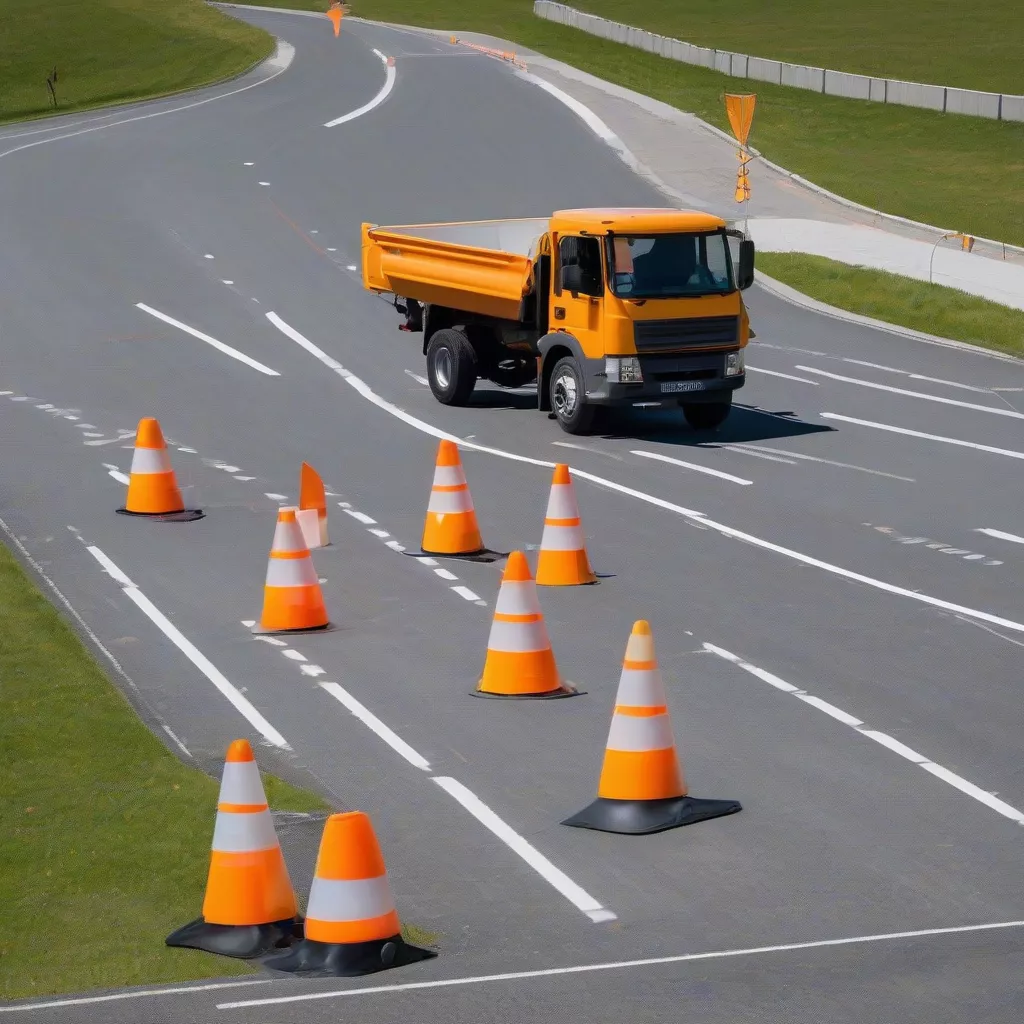 Học viên đang luyện tập lái xe tải trên sa hình