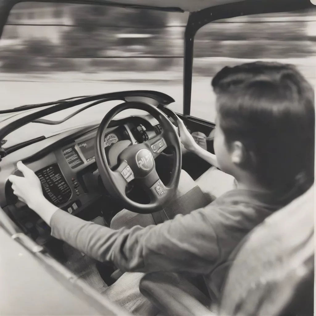 Học viên đang luyện tập lái xe trên hệ thống mô phỏng