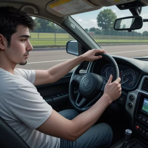 Student practicing truck driving