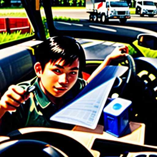 Fahrschüler beim LKW-Fahrtraining