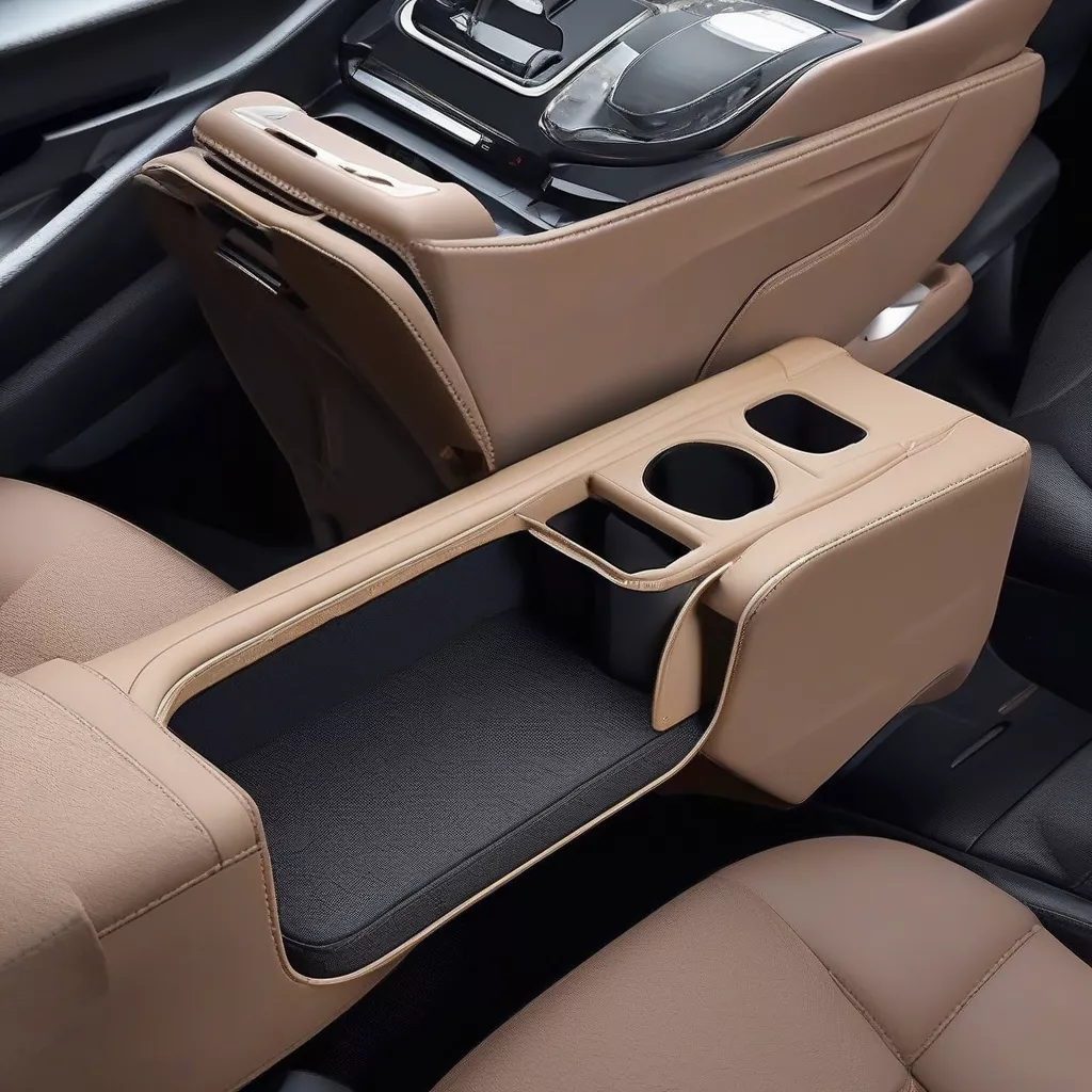 Car armrest console with storage compartment