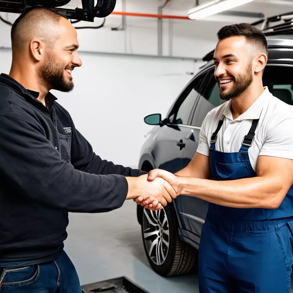 Satisfied customer with professional auto repair service