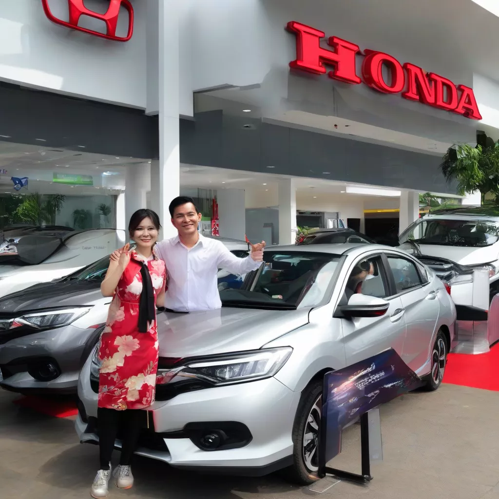 Client réceptionnant son véhicule chez Honda Vinh