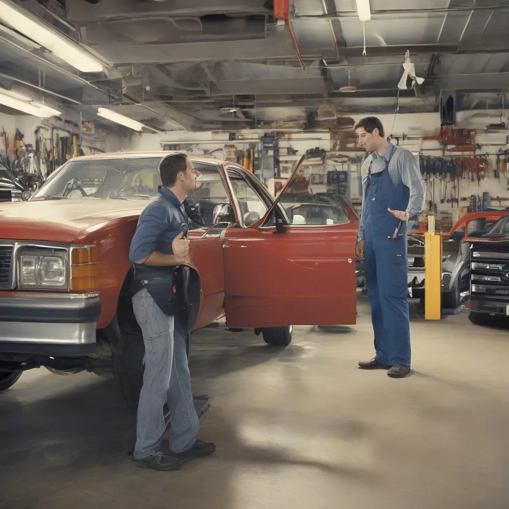 Khách hàng đang trao đổi với nhân viên kỹ thuật tại Gara Ô Tô Đức Tùng