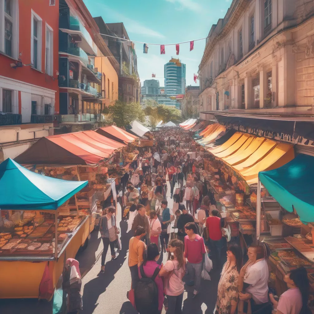 Busy food truck area