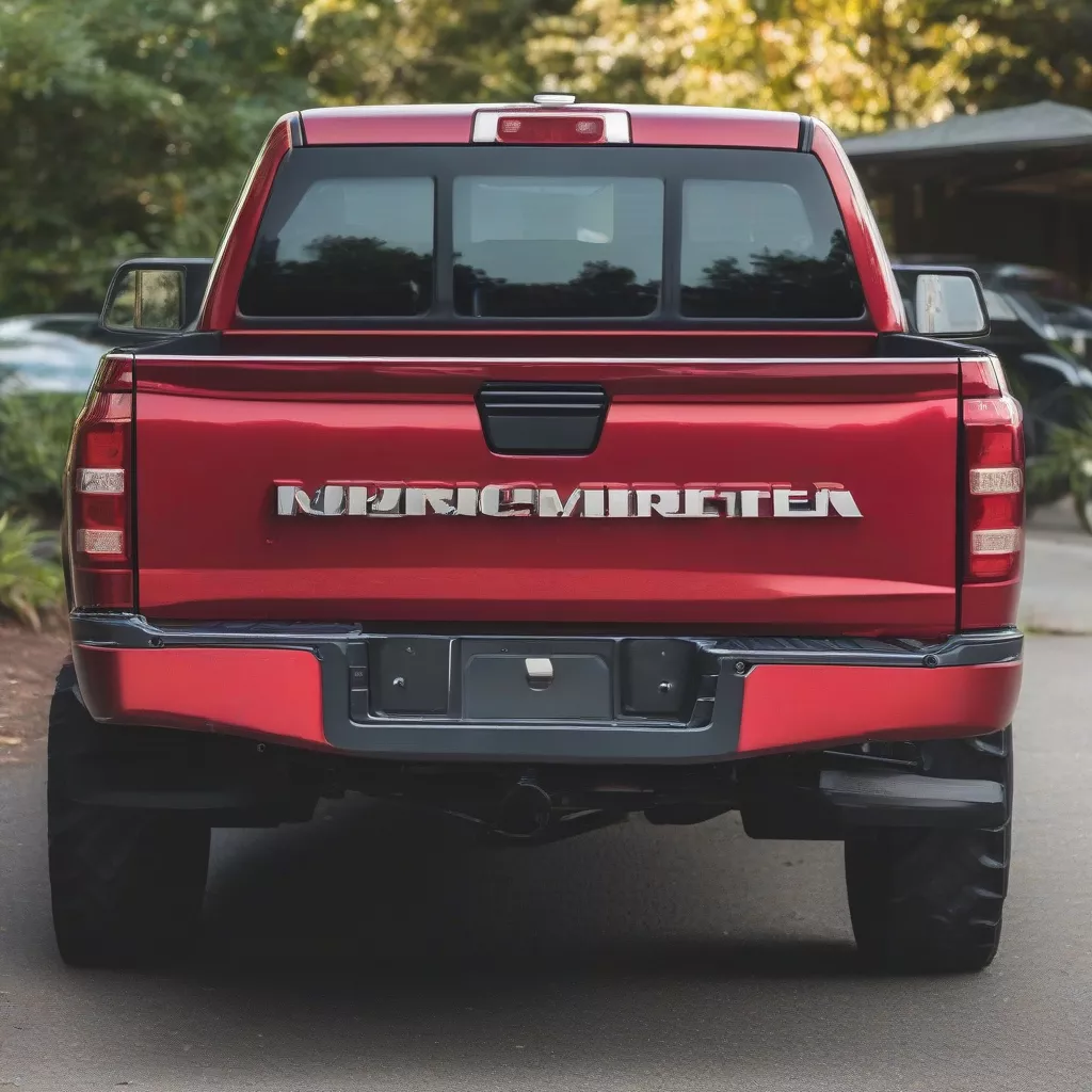Stainless steel license plate frame installed on a truck