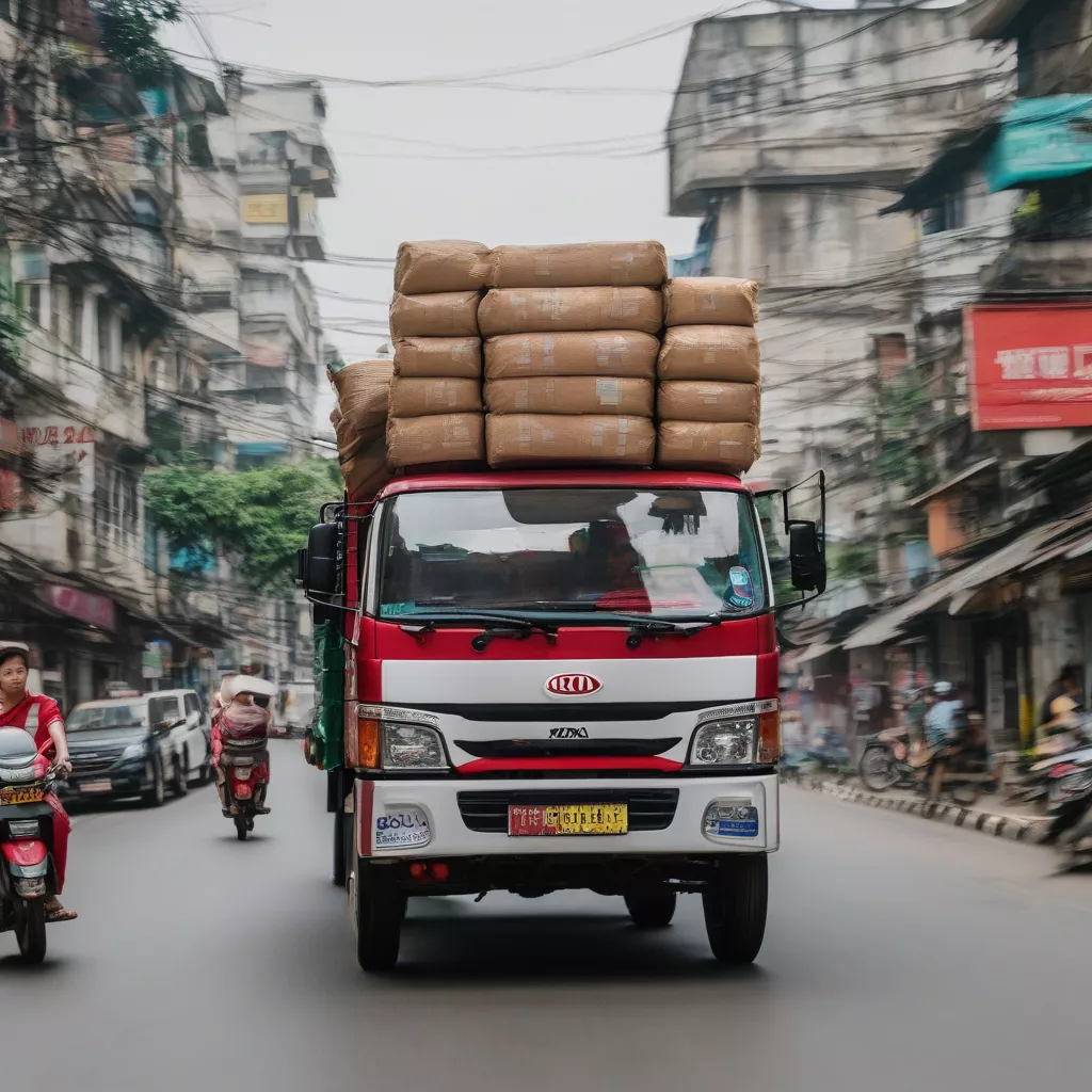Xe Kia K3000S vận tải hàng hóa trên đường phố