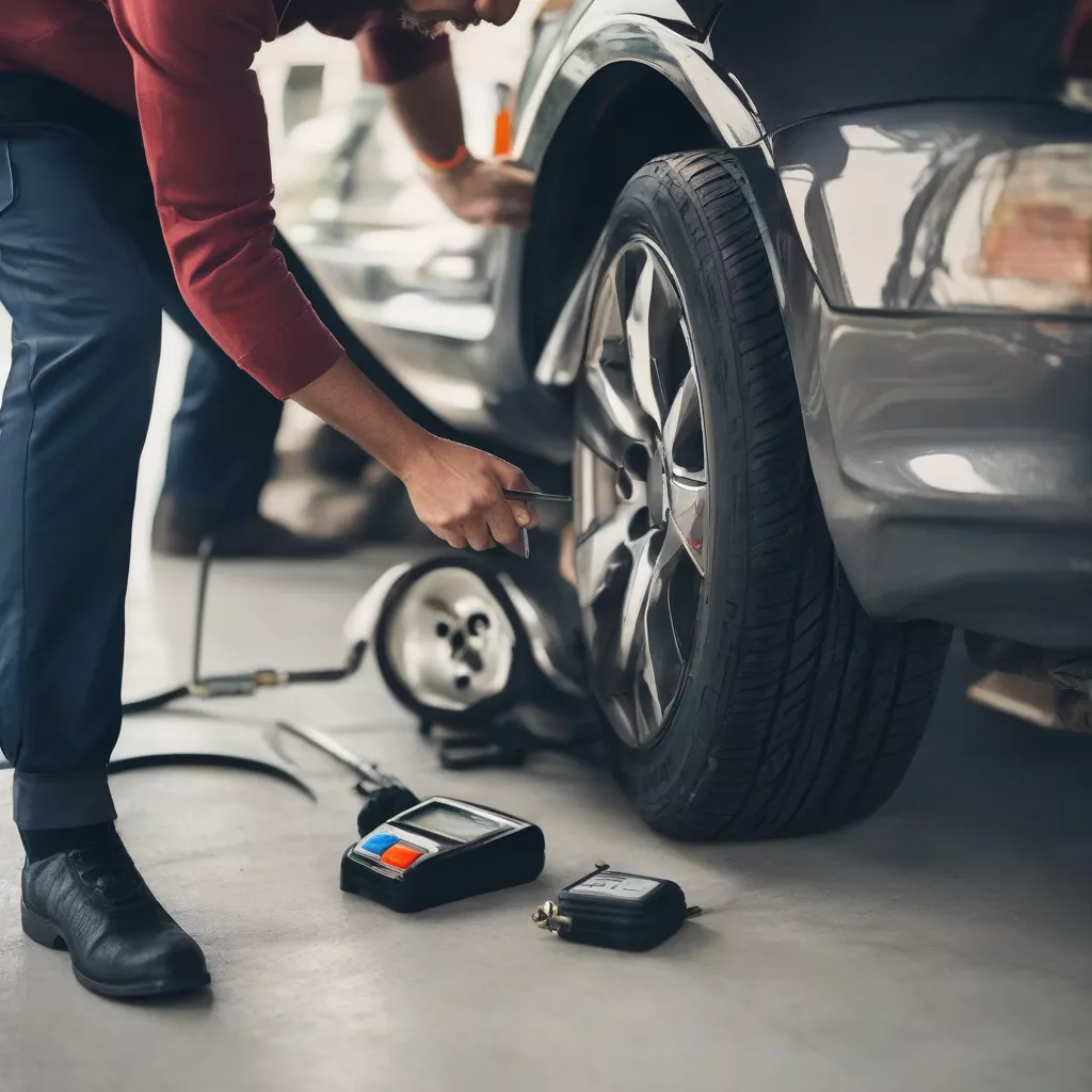 Checking car tire pressure