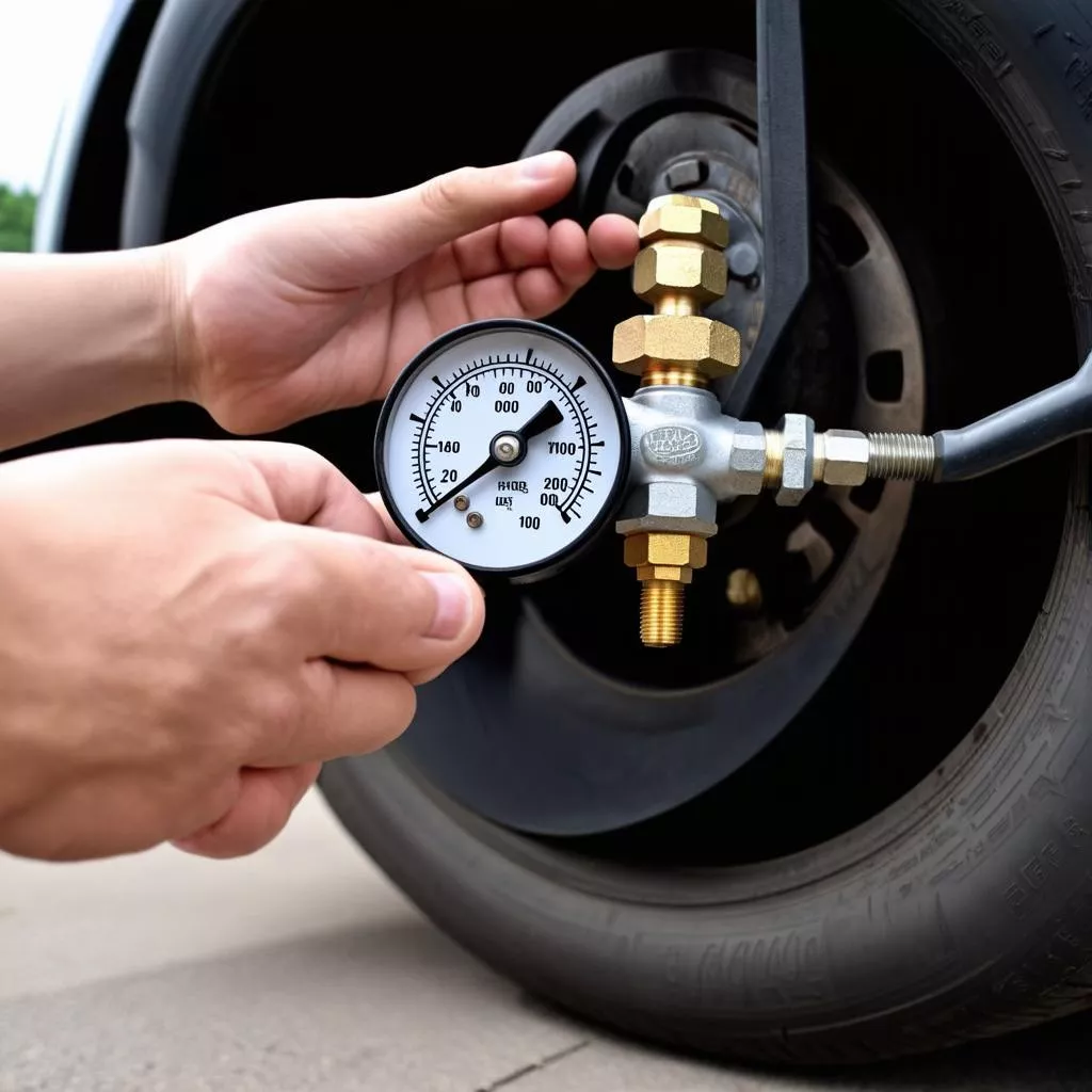 Checking tire pressure