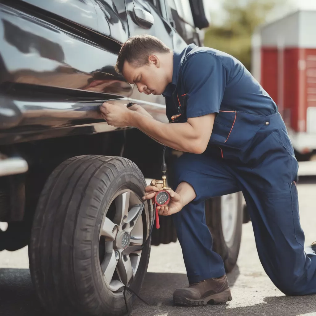 Kiểm tra áp suất lốp xe tải