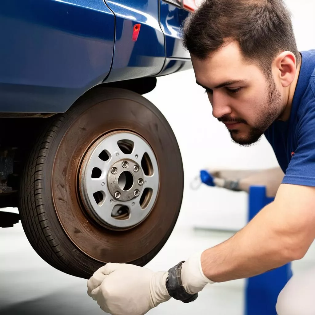 Inspecting car brake pads