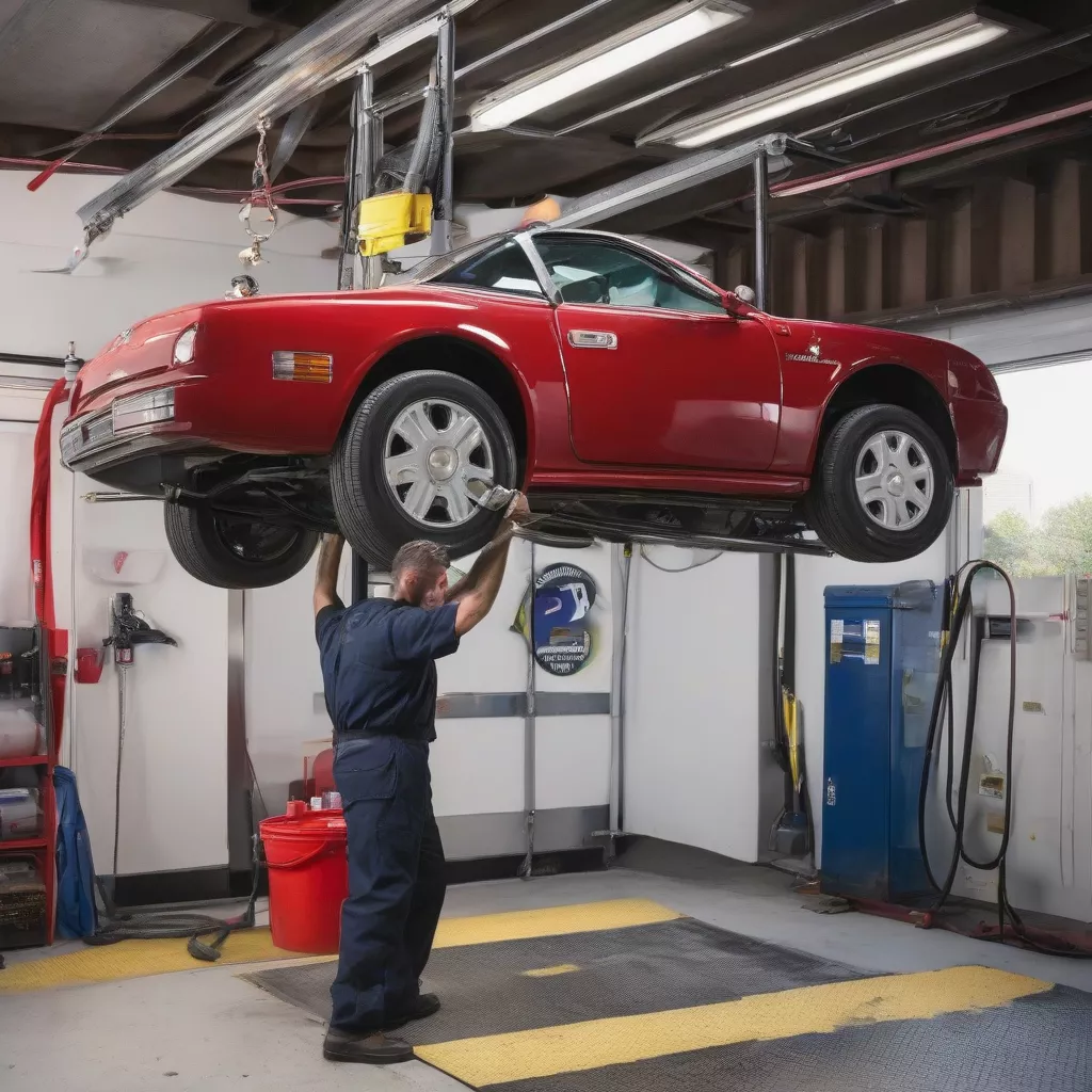 Inspecting a used car wash lift