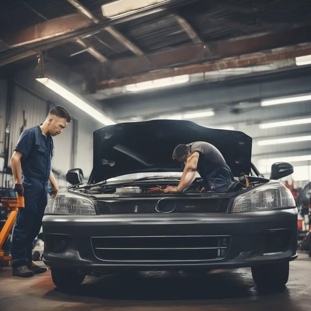 Checking headlight quality at a car garage