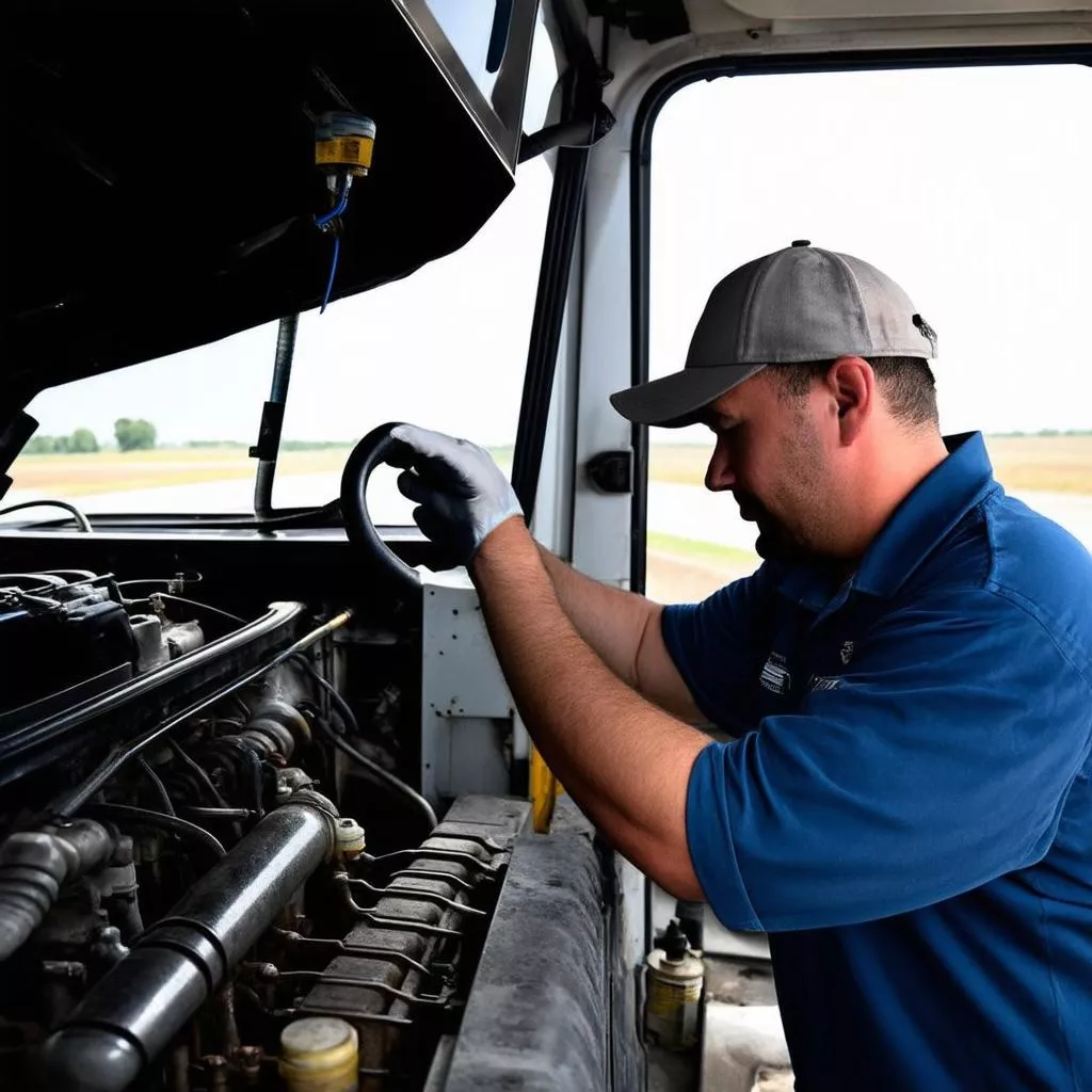 Kiểm tra dầu nhớt xe tải