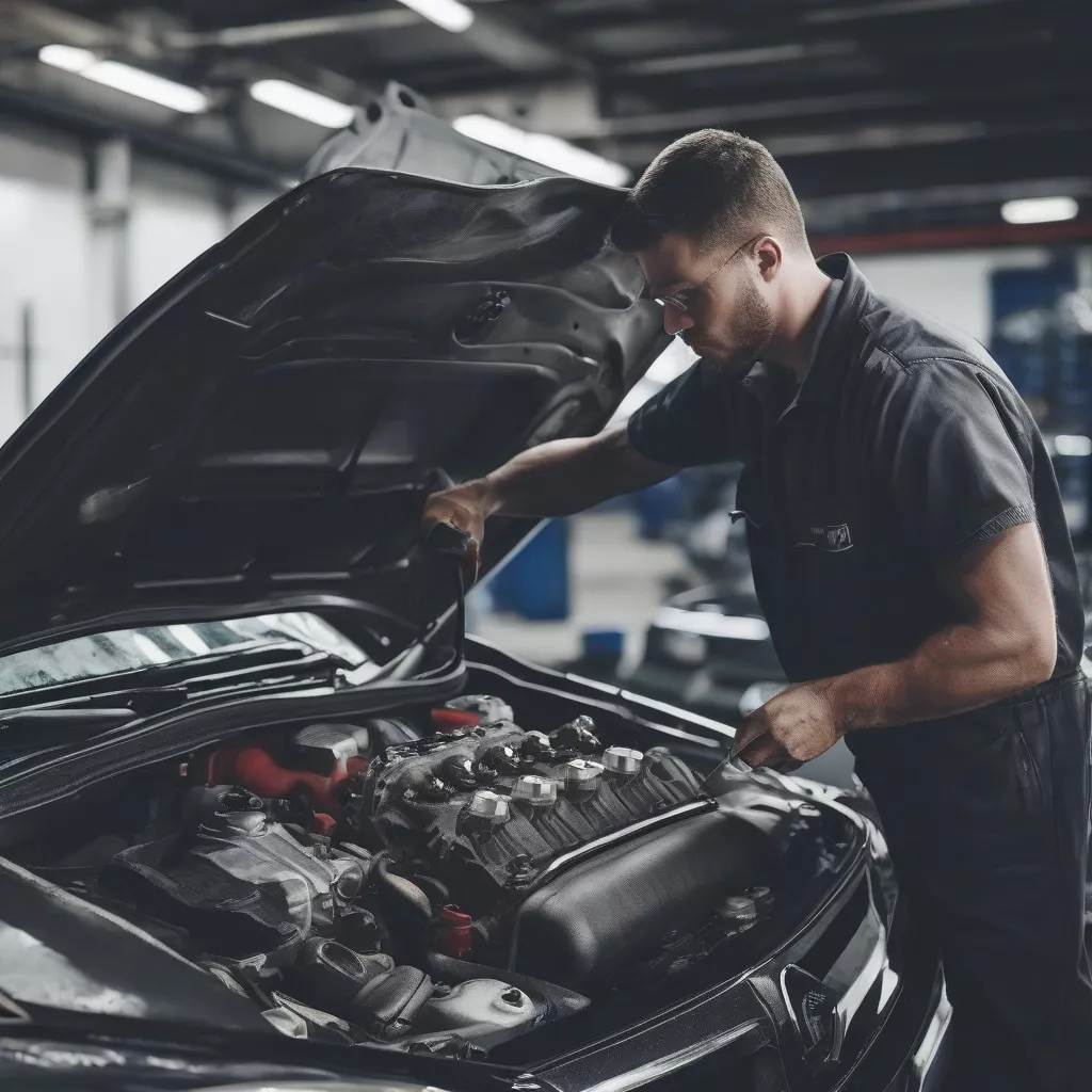 Inspecting a car engine