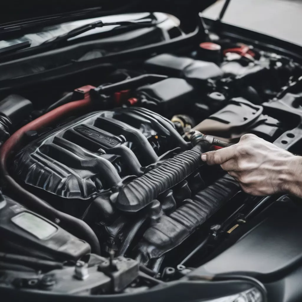 Inspeção do motor de um carro