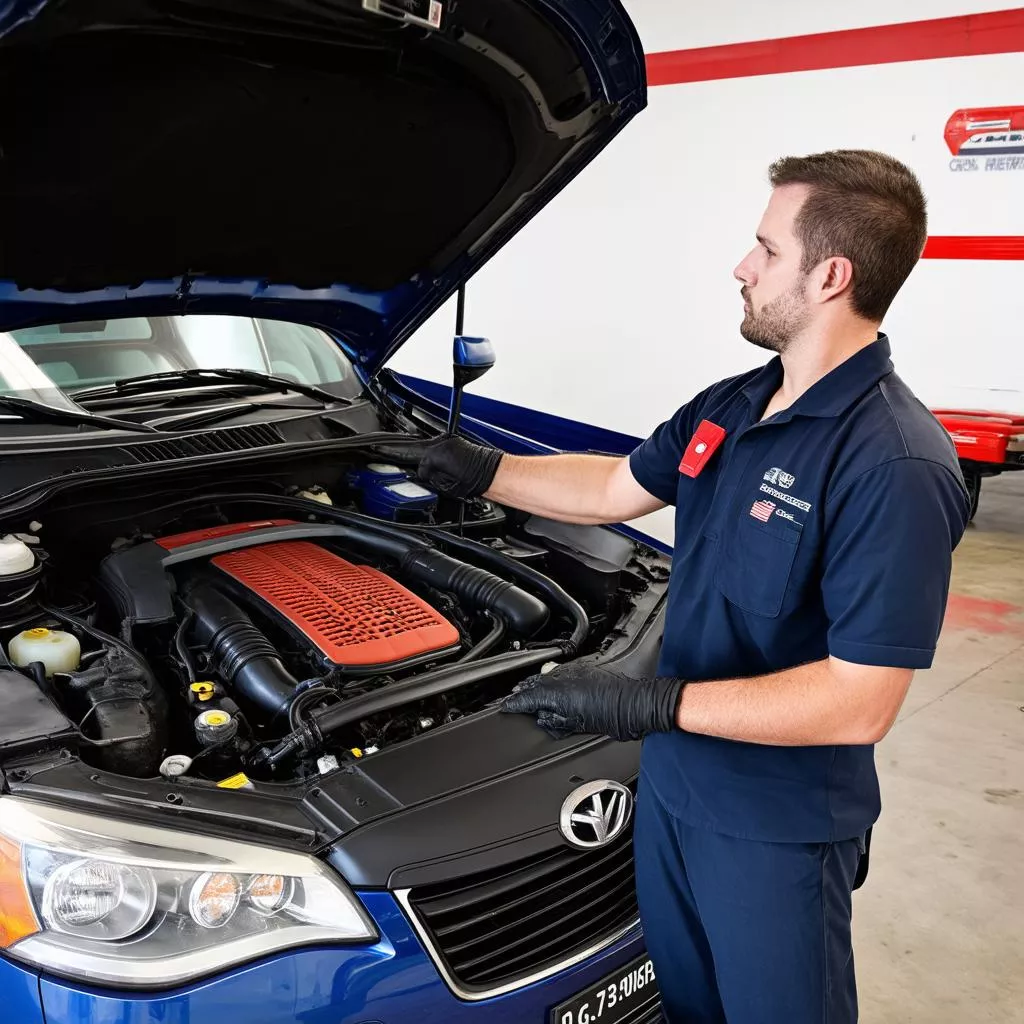 Used car engine inspection