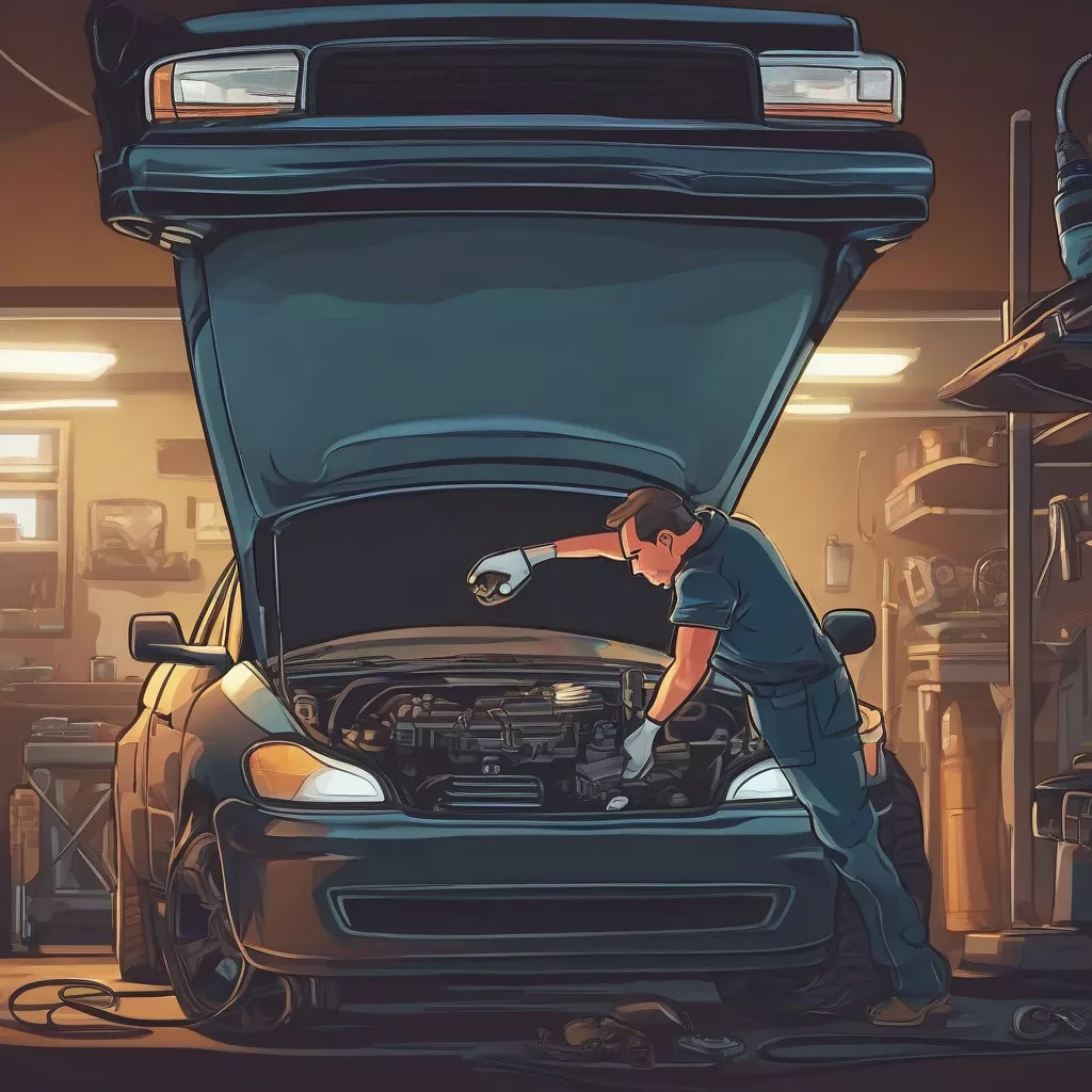 Inspecting a used car engine