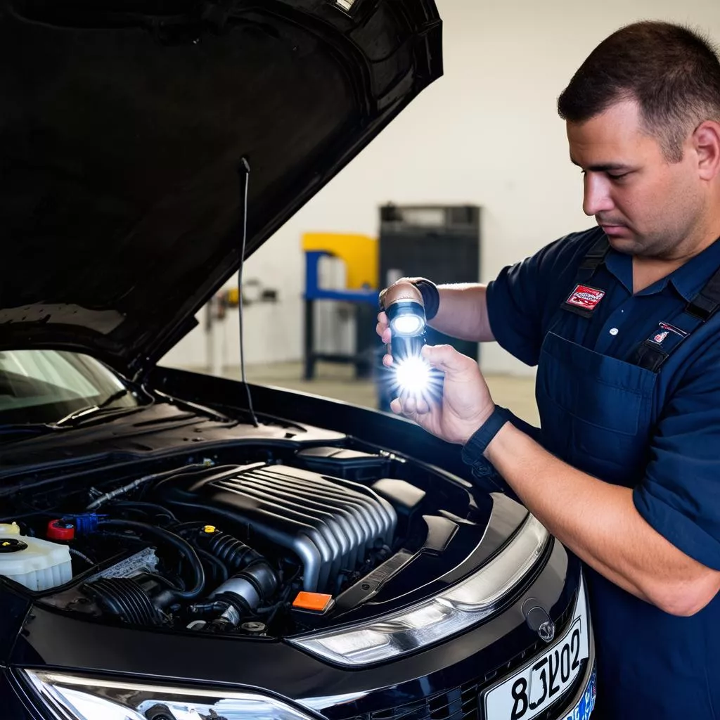 中古車のエンジンをチェックする