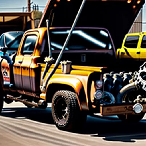Inspecting the Engine of a Used Pickup Truck