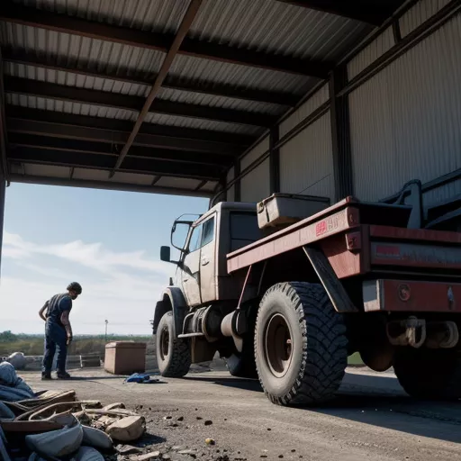 检查二手自卸车发动机
