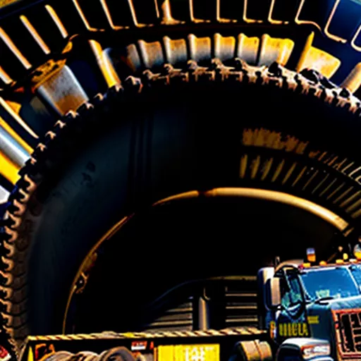 Inspecting the Engine of a Used Dump Truck