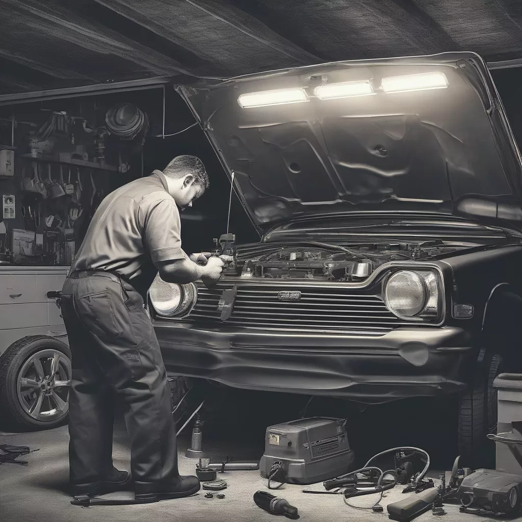 Inspection du moteur d'une voiture d'occasion