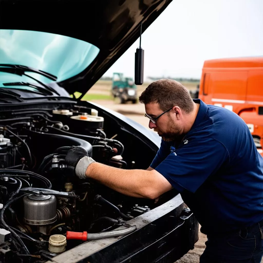 Kiểm tra động cơ xe tải